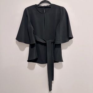 Zara, black, t-shirt blouse, tie front, black, size M, good condition